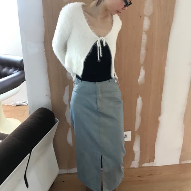 vintage pearl denim skirt (25inch)