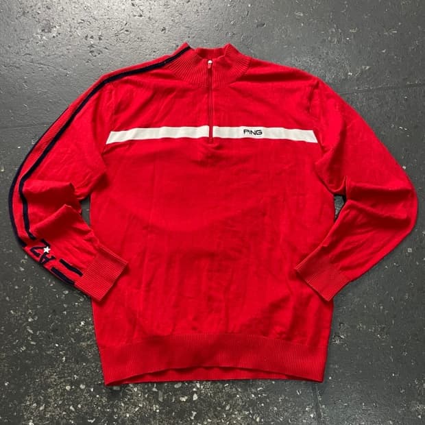 100 핑 반집업 니트 