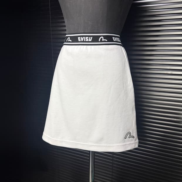 에비수 화이트 흰색 밴딩 치마 24 25 26 코튼 XS 펑크 로리 갸루