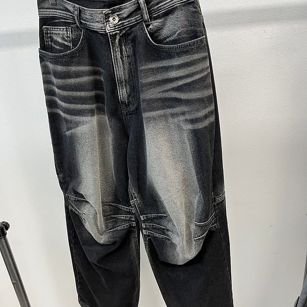 L) BLR 더블 트라이던트 워시드 와이드 데님 팬츠