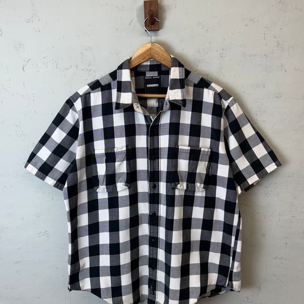 네이버후드 00s 빈티지 깅엄체크 반팔 셔츠