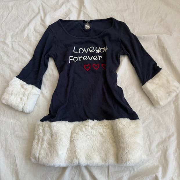 키치 러블리 퍼 디테일 탑