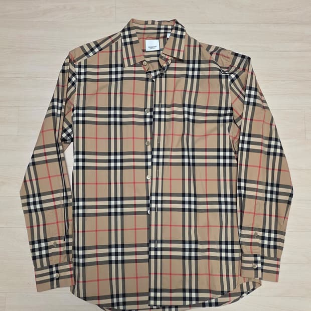 버버리 포플린 체크 셔츠 M(새상품)