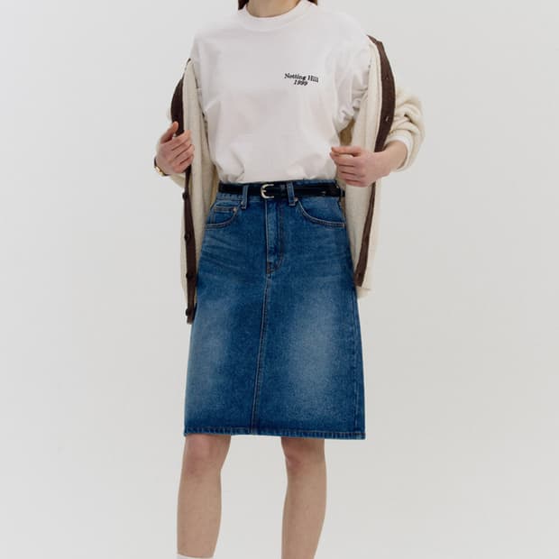 던스트 에센셜 미디 데님 스커트 m