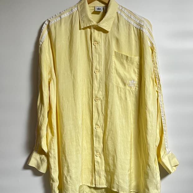 아디다스 세틴 버튼 업 셔츠 블라우스 S