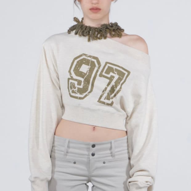 스컬프터 숄더 Off-Shoulder Cropped Sweatshirt