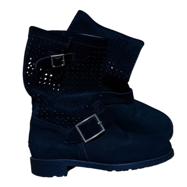 지미추 스웨이드 버클 부츠