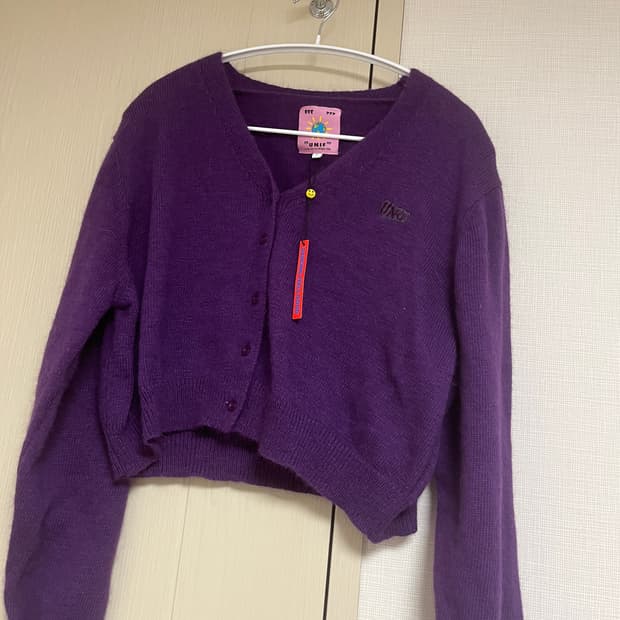 unif 유니프 liv cardigan 보라색 퍼플 크롭