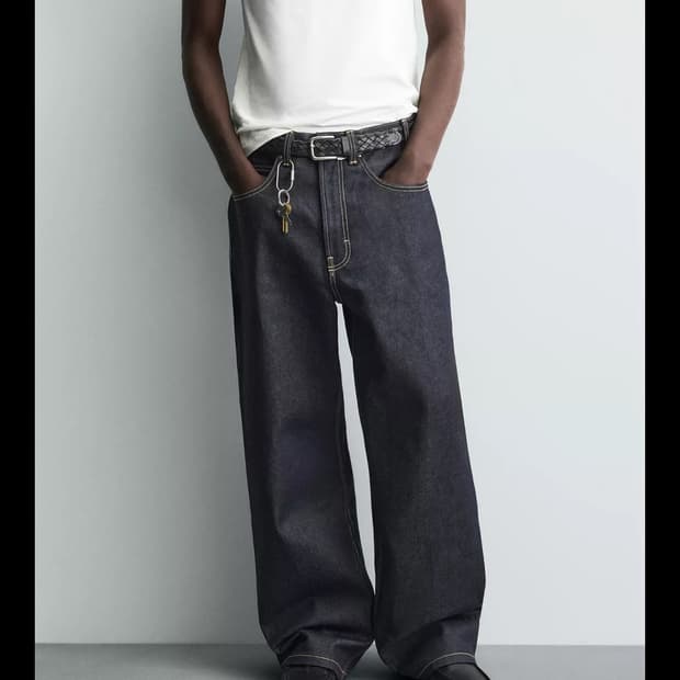 자라 스티치 배기핏 청바지 38 사이즈 (새상품)