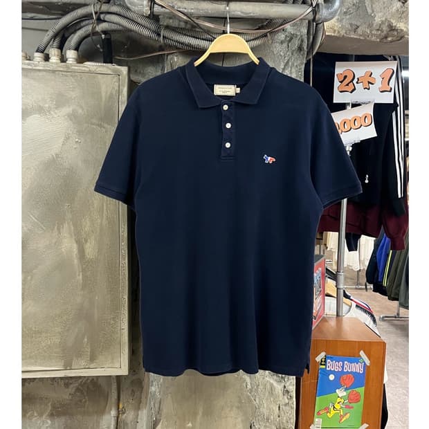 메종키츠네 반팔 카라티 네이비 L #csz3728