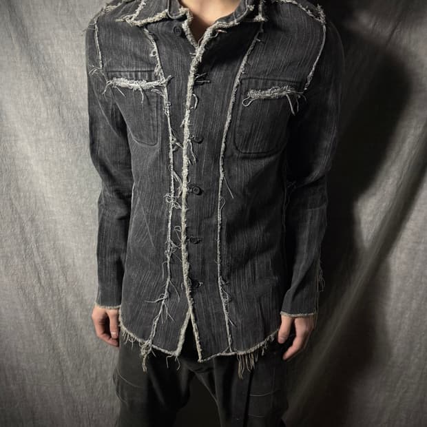 Rip Van Winkle Frayed Denim Shirt Jacket