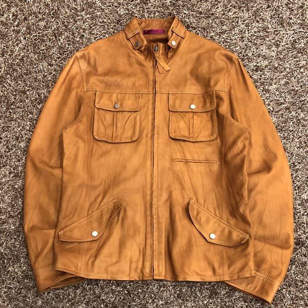 JASPER 염소가죽 브라운 쿼드포켓 고트스킨 레더 가죽 자켓