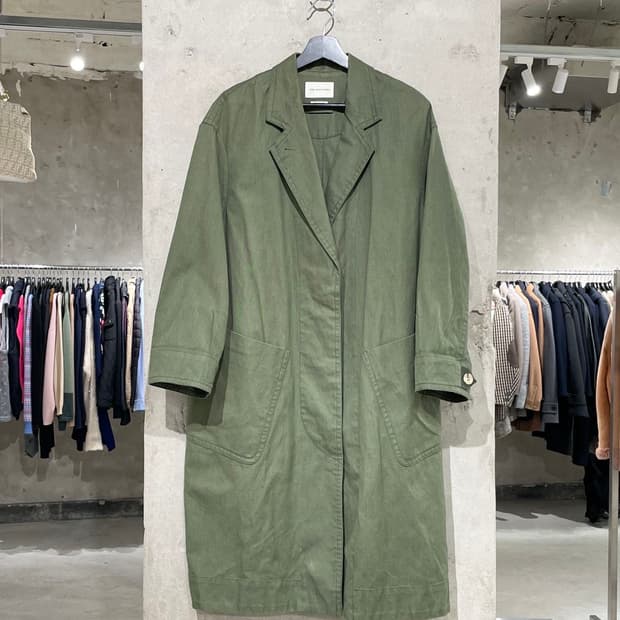 이자벨 마랑 에뚜왈 그린 히든 버튼 코튼 코트