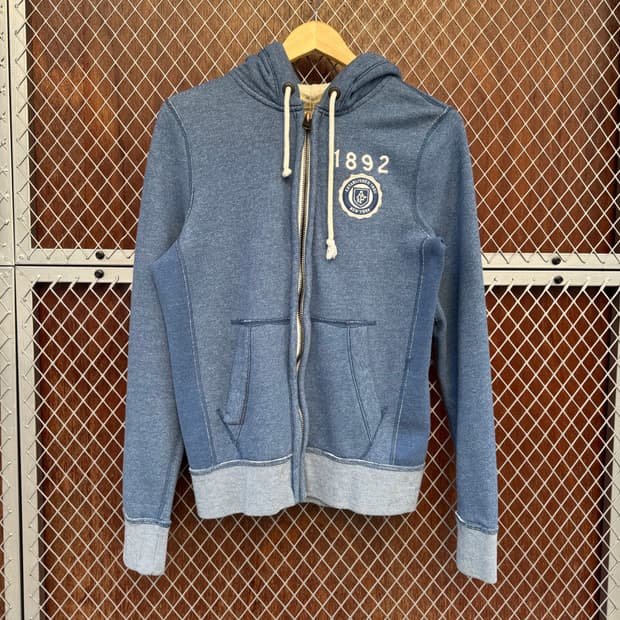 아베크롬비 빈티지 워싱 블루 y2k 올드스쿨 후드 집업 S