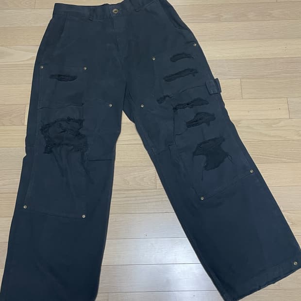 ETCE 더블니 디스트로이드 배기 팬츠