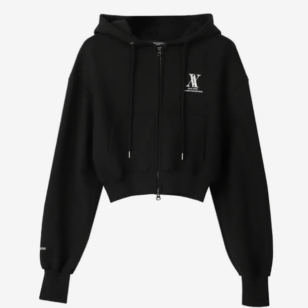 어반드레스 로고 크롭 후드 집업 블랙 M