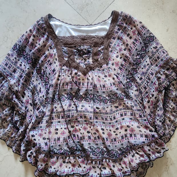 빈티지 모리걸 판쵸 가오리핏 반팔