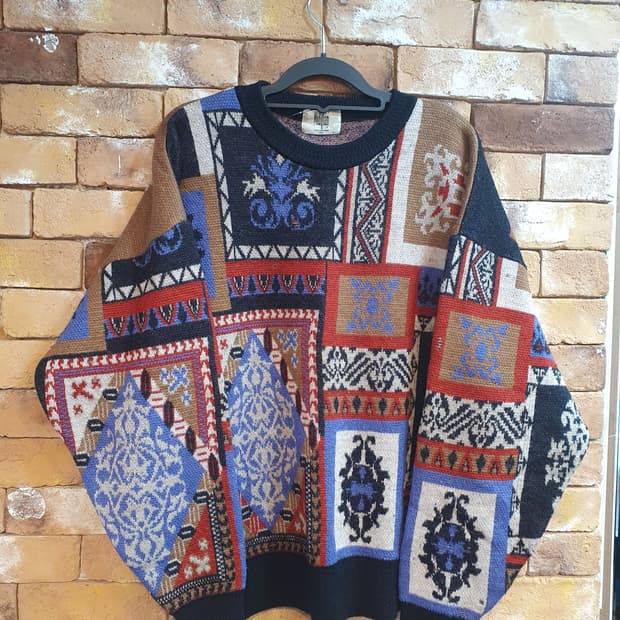 이태리 Modighani 빈티지 패턴 니트 L