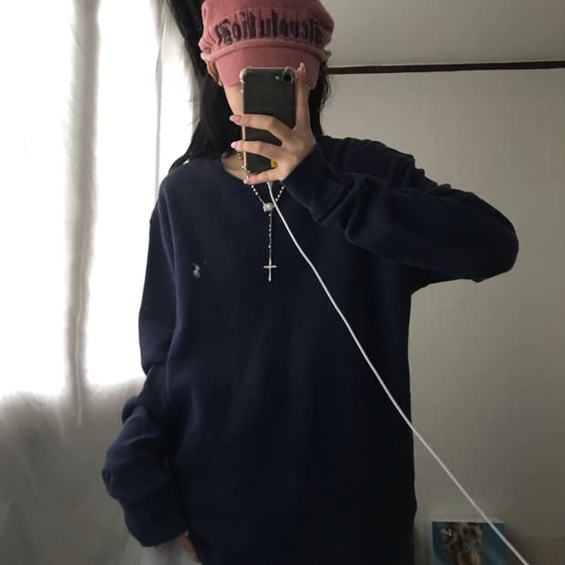 폴로 네이비 와플 롱슬리브