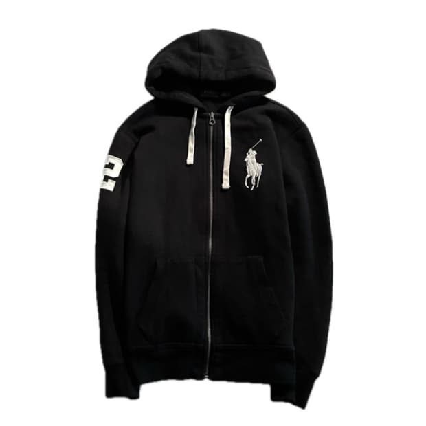 폴로 랄프로렌 빅포니 백로고 후드집업 블랙