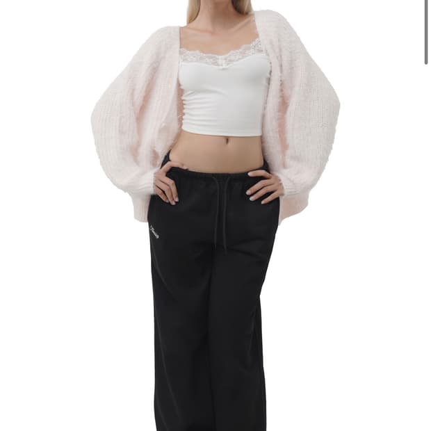 클리시어 슈가플럼 헤어리 가디건 핑크