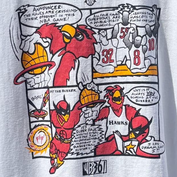 (110) 90’s nba 애틀란타 호크스 카툰 아메리칸빈티지