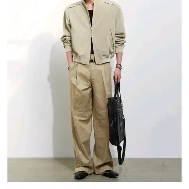 (새상품) 벨루어 스탠드 카라 블루종 베이지 2