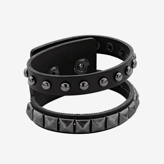 에브리벌스데이 Double stud leather 스터드가죽레더팔찌