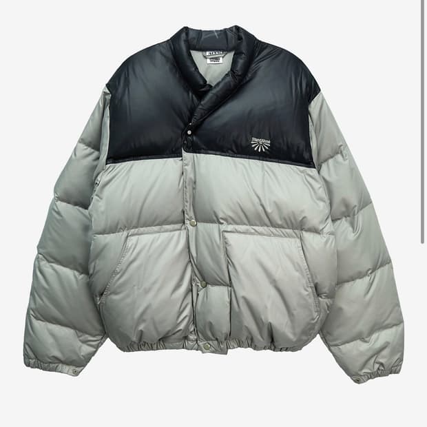 스탠드얼론 오버사이즈 칼라블록다운 푸퍼, 올리브 스몰(S)