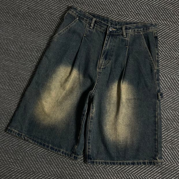 디미트리블랙 워싱 데님 카펜터 버뮤다 팬츠y 4818