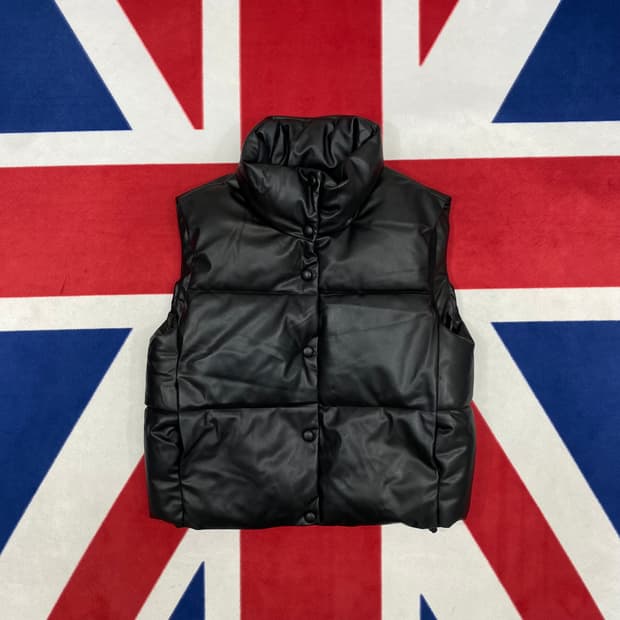 자라 레더 패딩 베스트 여성M