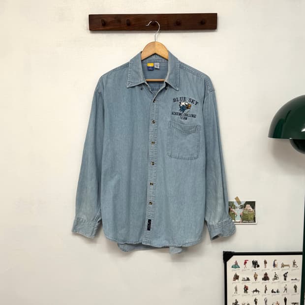 00s Port&Company denim shirt/T62