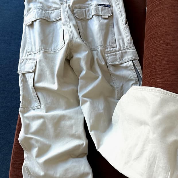 Cotton twill wide cargo pants
