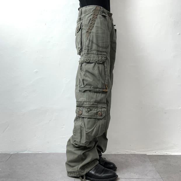 Military Studded Grunge Cargo Pants