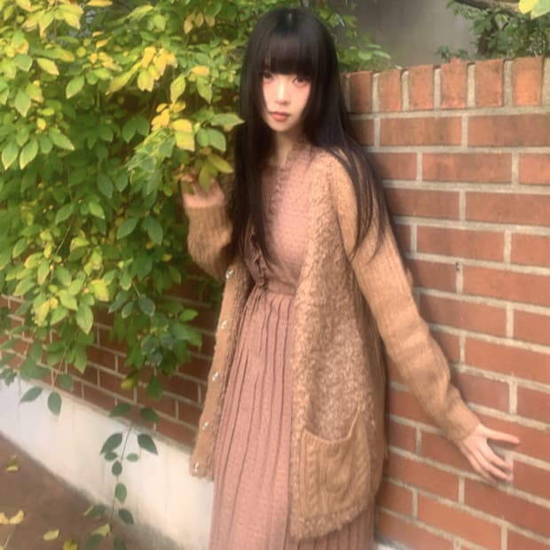 Pompom Soft Pocket Knit Cardigan