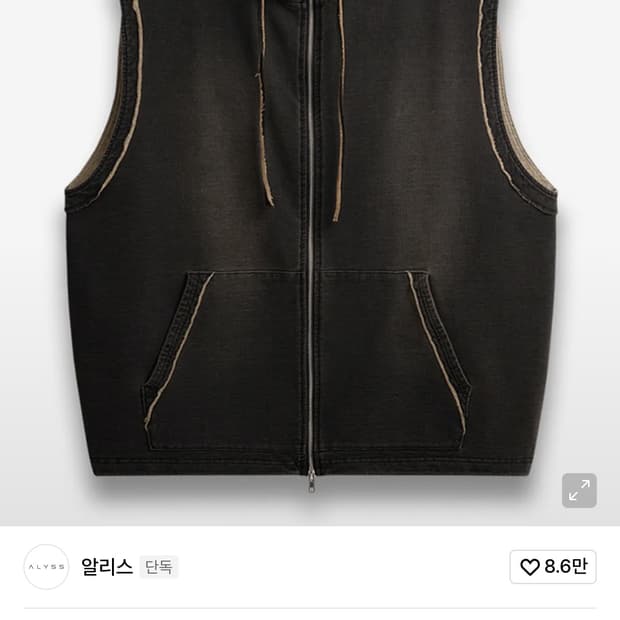 데님 스웻 내츄럴 후드 집업 베스트 [빈티지 블랙]