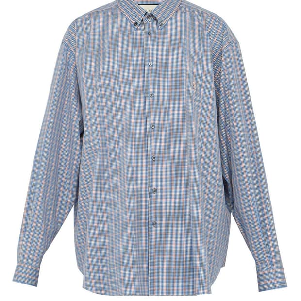 GUCCI 구찌 로고 피글렛 자수 체크 블루 코튼 오버셔츠46