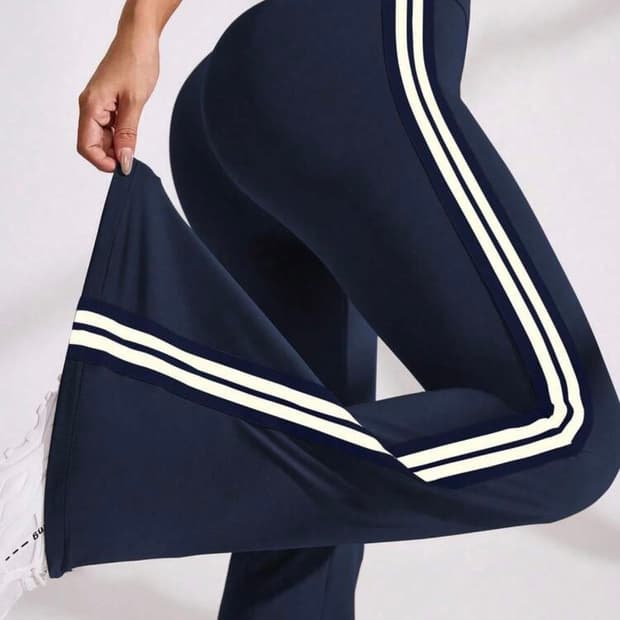 네이비 라인 부츠컷 트레이닝 바지 m