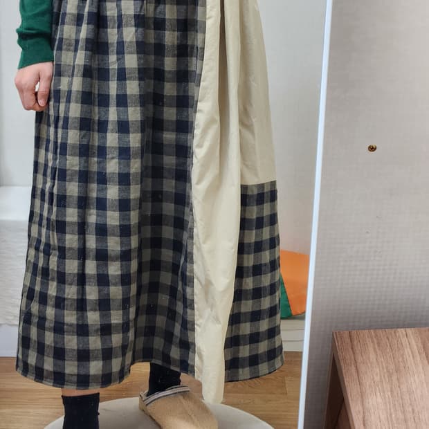 350도 양방향 체크 보헤미안 스커트