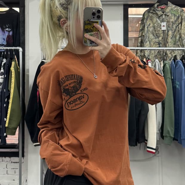 밴슨 레더 사이드 로고 브라운 롱슬리브