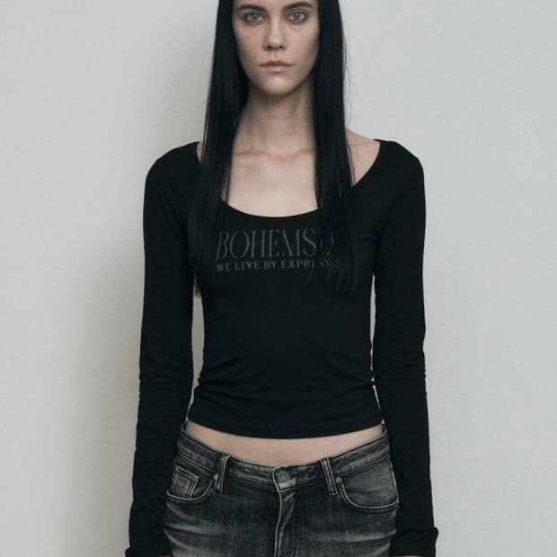 보헤미안 서울 보헴서 페일 프린티드 롱 슬리브 블랙