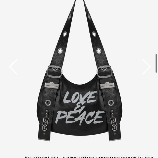 베이컨트아카이브 벨라 와이드 스트랩 호보백 크랙 블랙