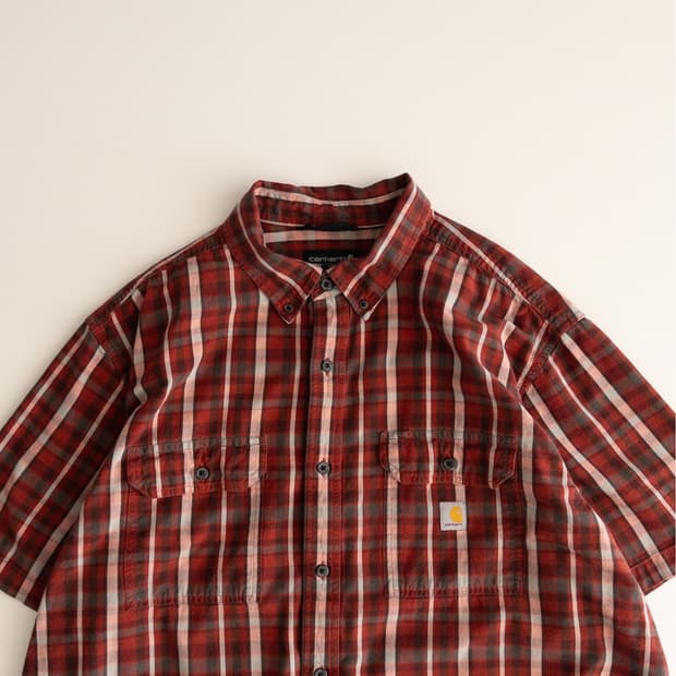 칼하트 투포켓 체크 반팔셔츠 2XL