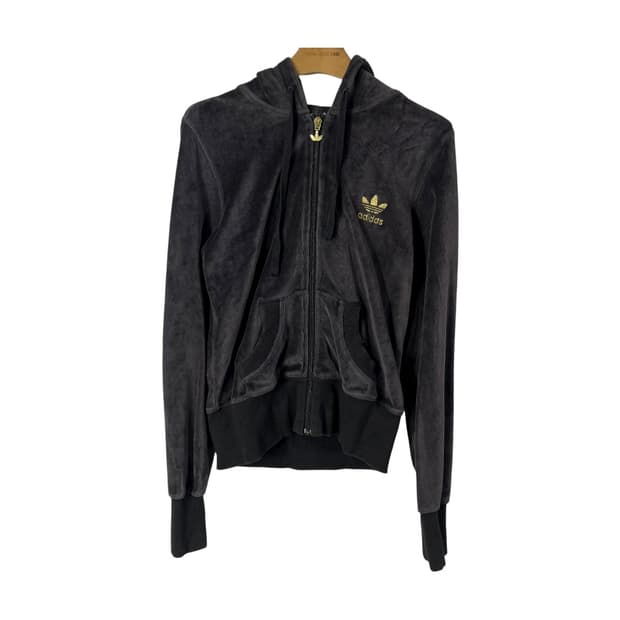 [Adidas] 아디다스 골드로고 벨루어 후드집업