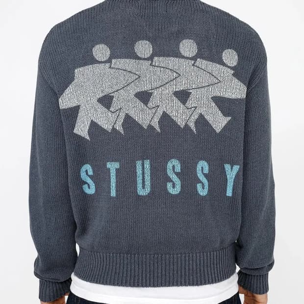 스투시 서프맨 아이콘 크루넥 니트 M 더스티블루