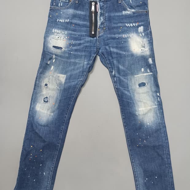 [34] 디스퀘어드2 앞지퍼 멀티페인팅 쿨가이진 청바지