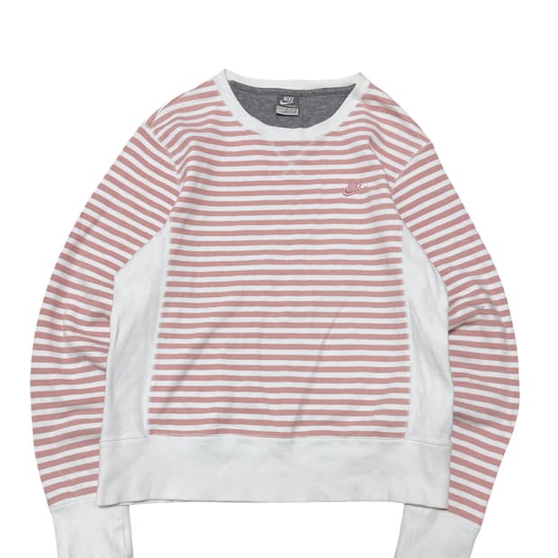 나이키 스트라이프 맨투맨 핑크/화이트