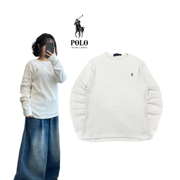 폴로 신형 포니 와플 니트 화이트