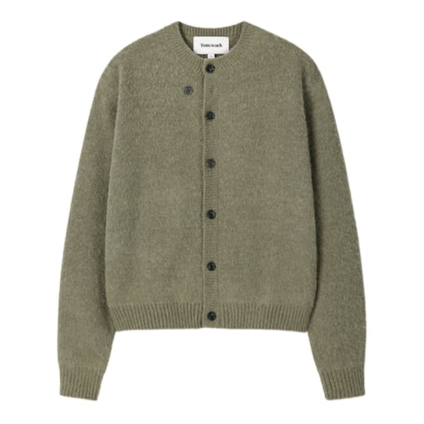 XL]토니 알파카 모헤어 크루넥 가디건 헤지 그린 색상 팝니다