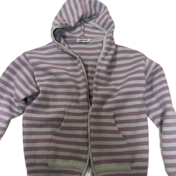 스트라이프 포켓 투웨이 니트 집업